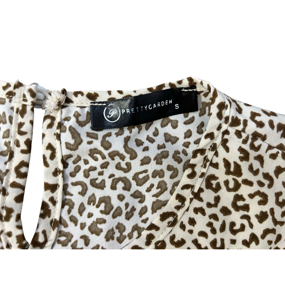 PRETTYGARDEN Maxi Dress S Brown and Cream Leopard Print - Picture 6 of 7